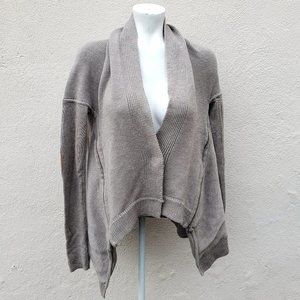 full cozy wrap it up big rib sweater with elbow patches